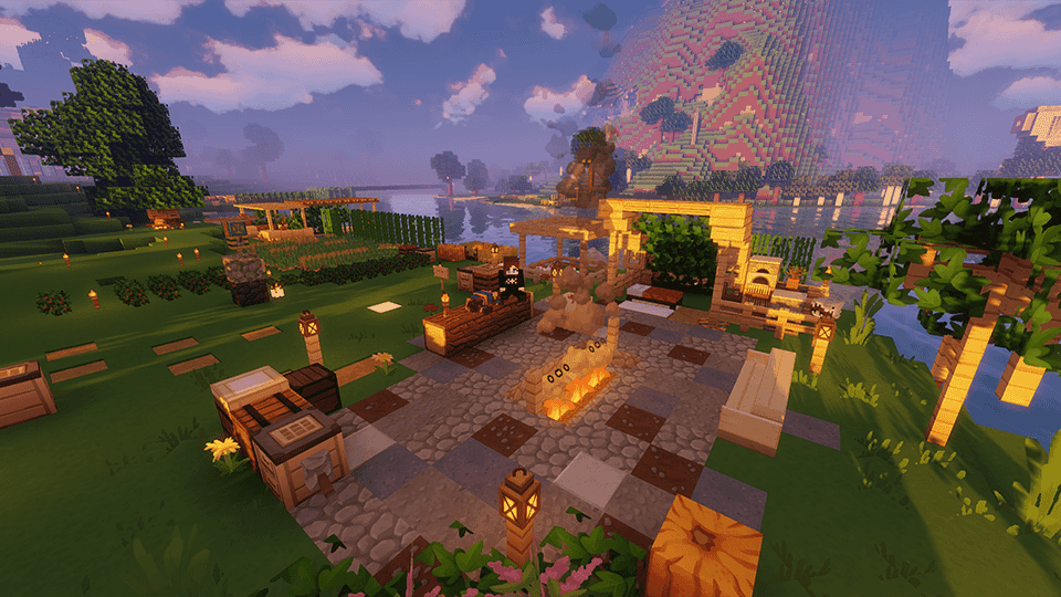 Players gathered around a campfire at SiteB